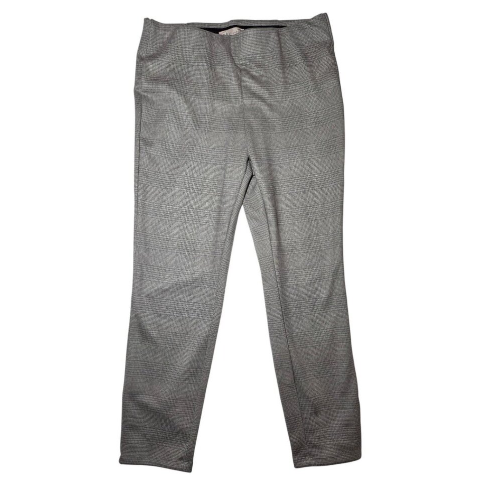 Philosophy Faux Suede Gray Check Tapered Mid Rise Dress Pants Tummy Control L